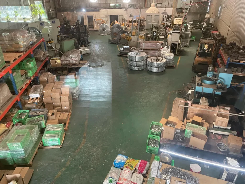 Metal stamping workshop overview at Metal Stamp Factory Xiamen China