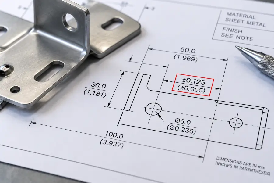 metal stamping tolerance on OEM engineering drawing