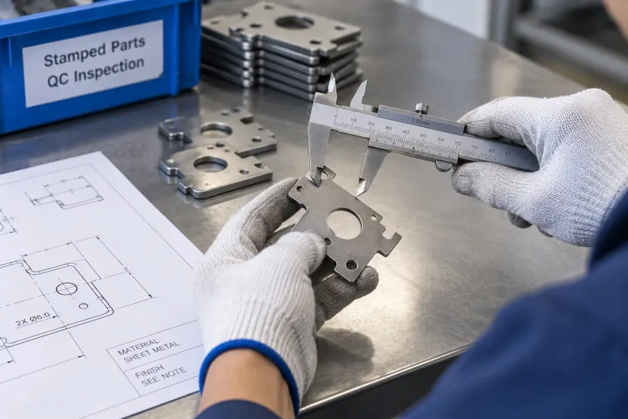 measuring metal stamping tolerances with calipers