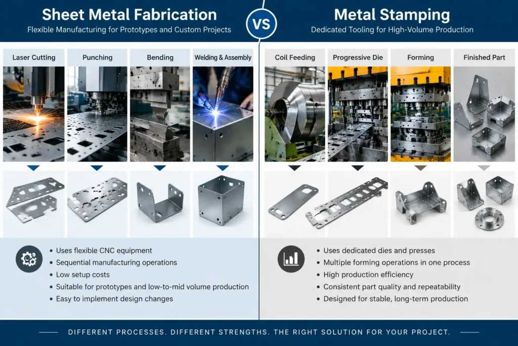 Sheet metal fabrication and metal stamping process equipment comparison