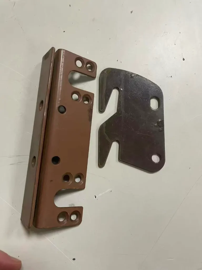 Custom industrial hardware metal stamping parts including heavy-duty bed frame locking brackets