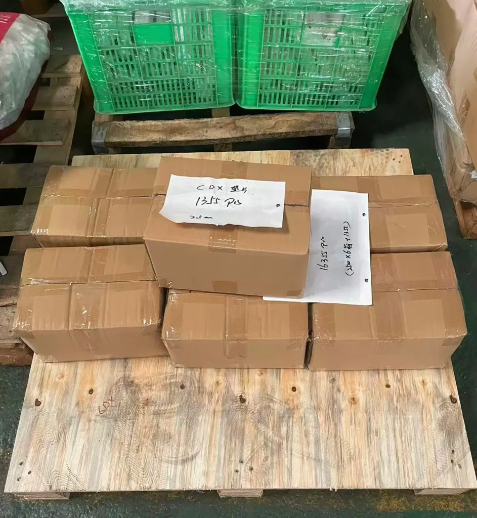 Stamped metal parts packed on pallet ready for export Xiamen