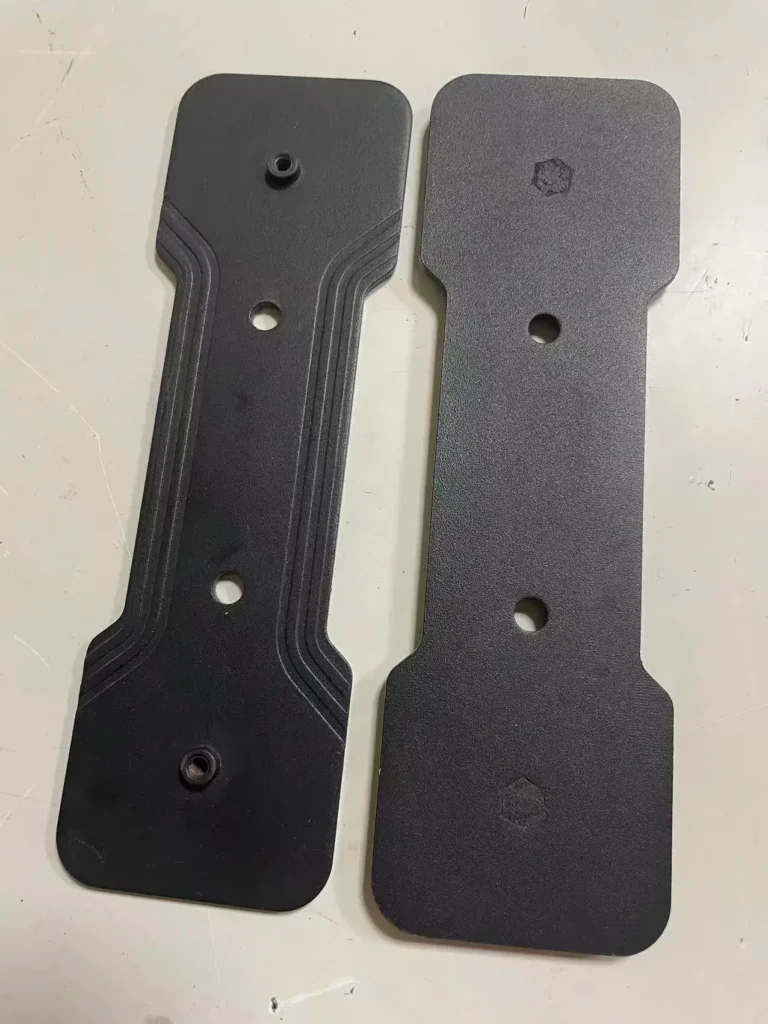 steel lamp base component stamped part with spray paint finish and riveted screws
