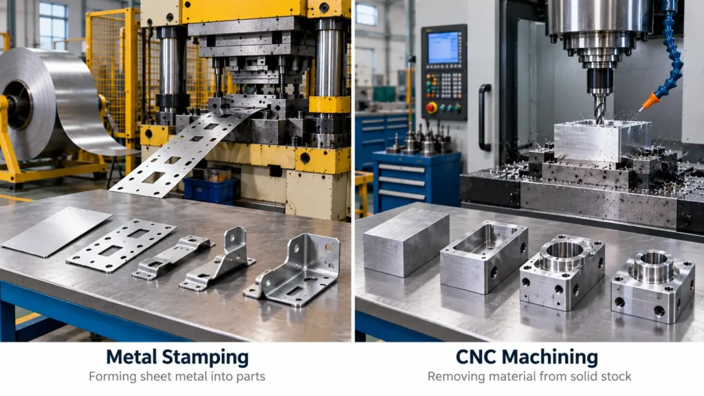 Metal stamping and CNC machining manufacturing principle comparison