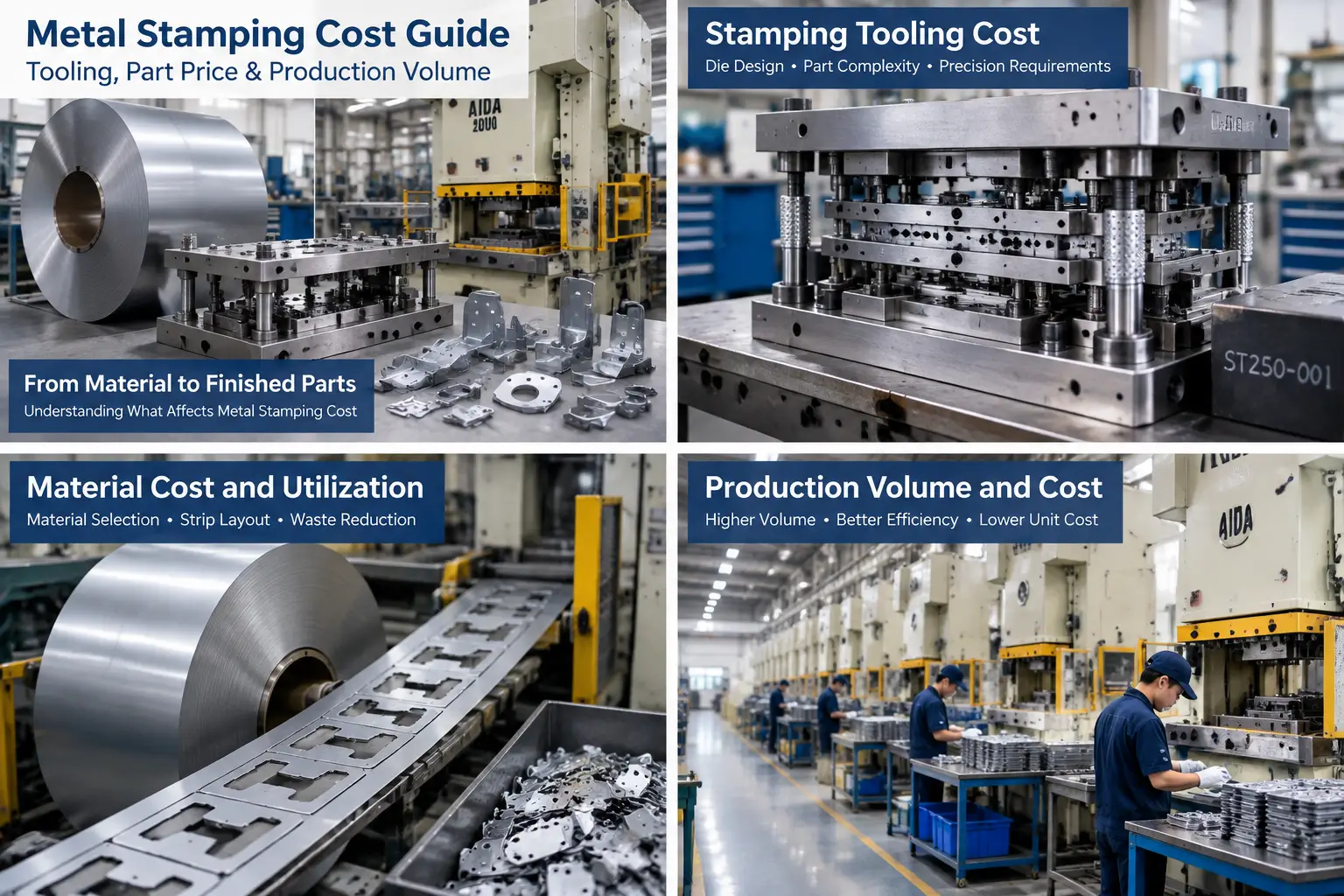 Metal Stamping Cost Guide: Tooling, Part Price & Production Volume Metal stamping cost guide showing tooling, material, and production factors
