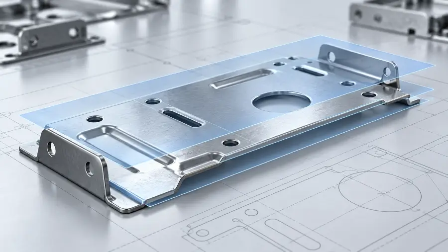 Metal stamping flatness tolerance engineering illustration for stamped sheet metal parts.