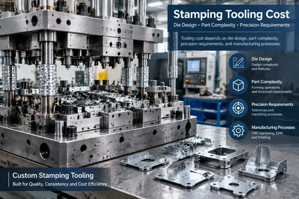 Metal stamping material utilization showing coil stock and stamped parts