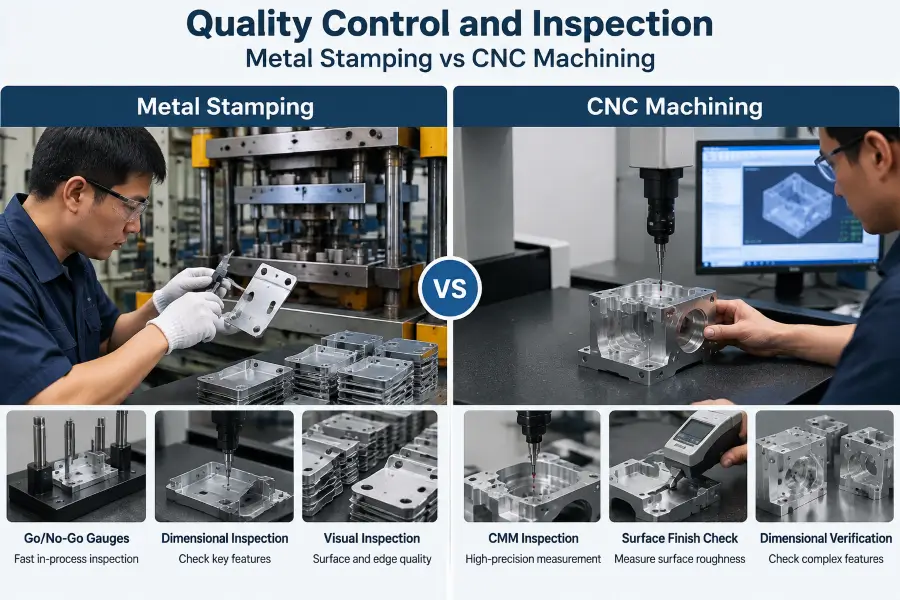 quality control and inspection comparison between metal stamping and CNC machining