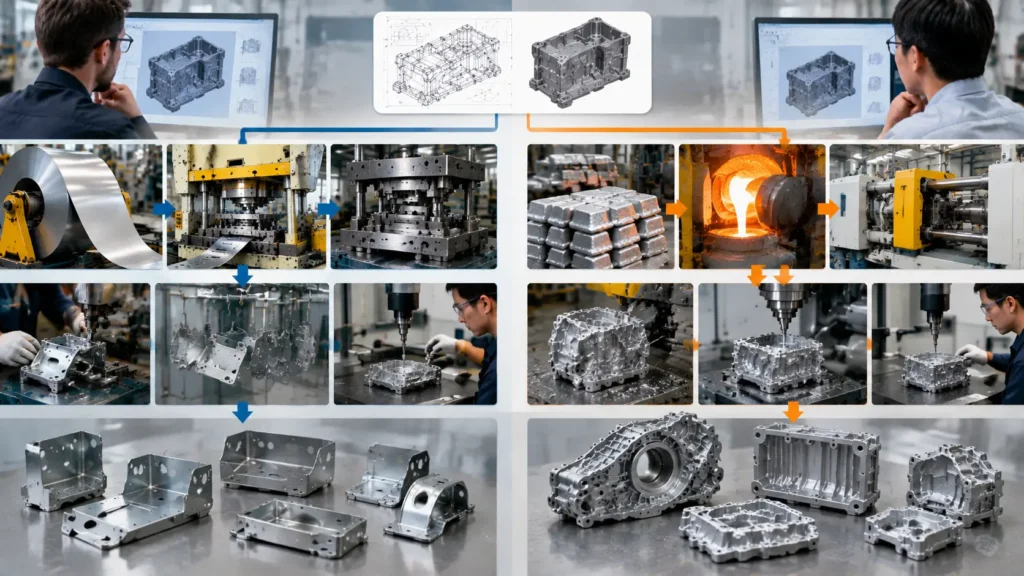 Metal stamping and die casting complete manufacturing route cost comparison