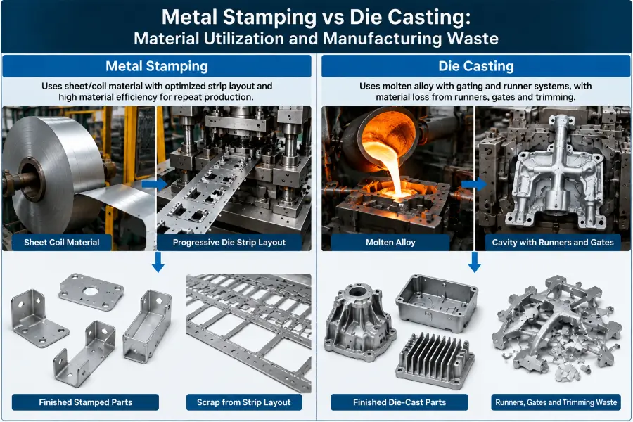 material utilization and waste comparison between metal stamping and die casting