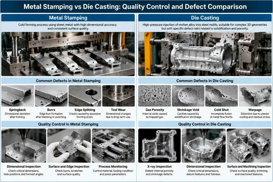 quality control and defect comparison between metal stamping and die casting