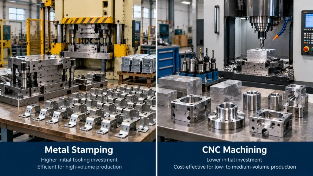 Metal stamping tooling investment vs CNC machining production economics